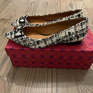 Tory Burch Gigi Pointy Toe Flat Tweed 8.5 - New!